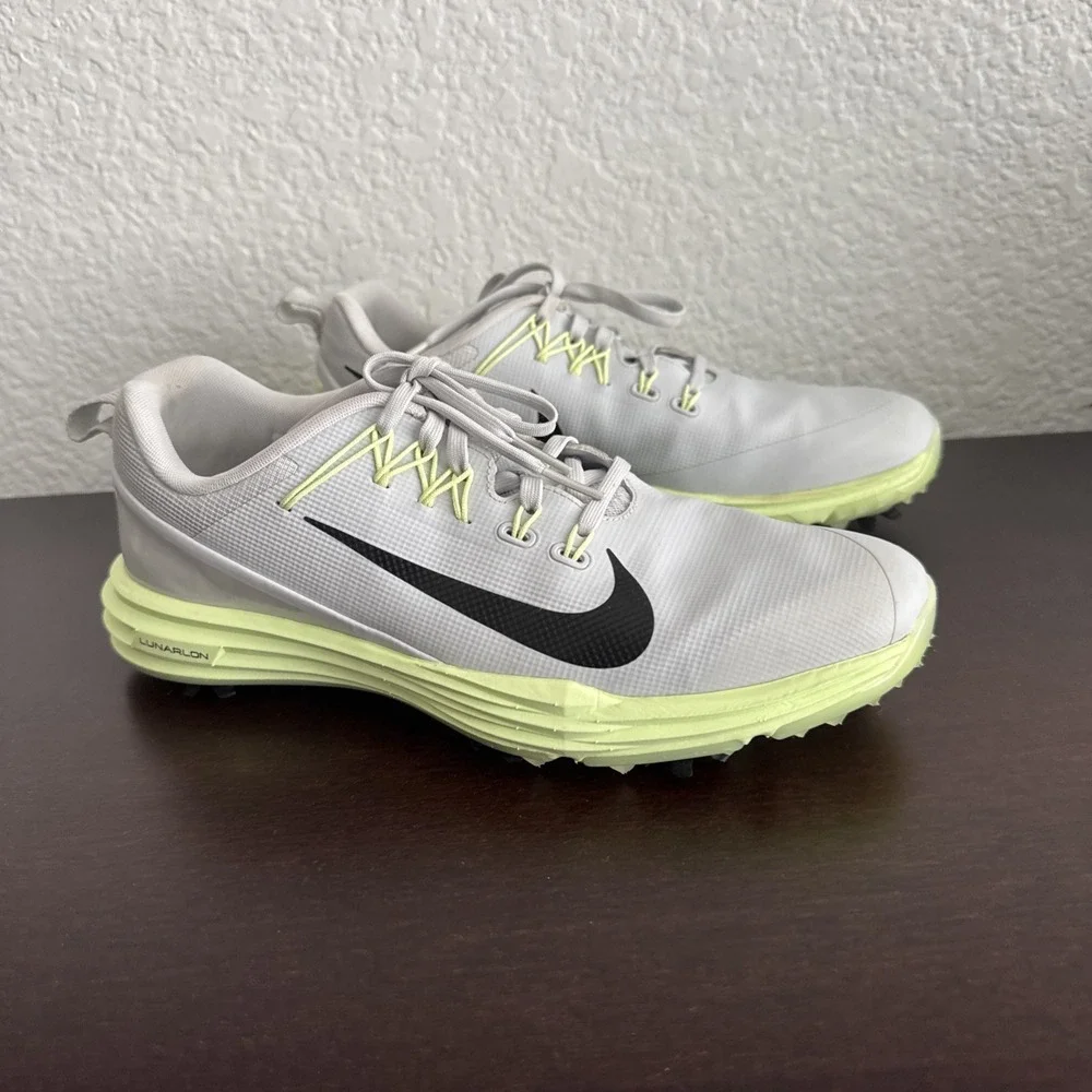 Nike Lunarlon Golf Shoes Gray Men's Size 8.5 Spiked Waterproof